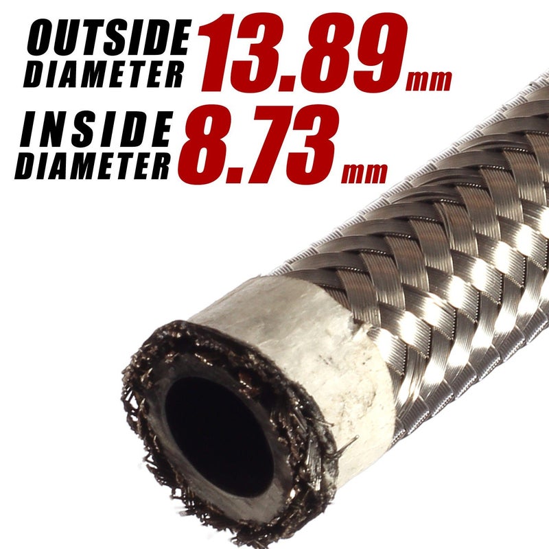 Vincos 15 Ft 6AN ID 10AN OD Universal Braided Stainless Steel CPE Oil Fuel Gas Line Hose Fit - Image 4